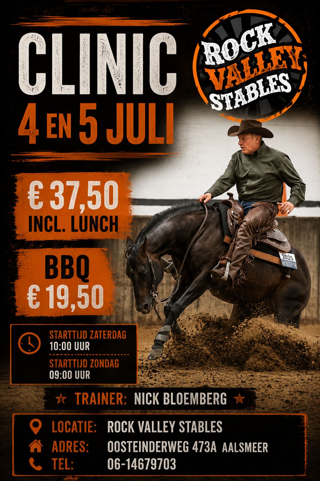 Clinic Nick Bloemberg at Rock Valley Stables &nbsp;4 &amp; 5 juli : VOLGEBOEKT !
