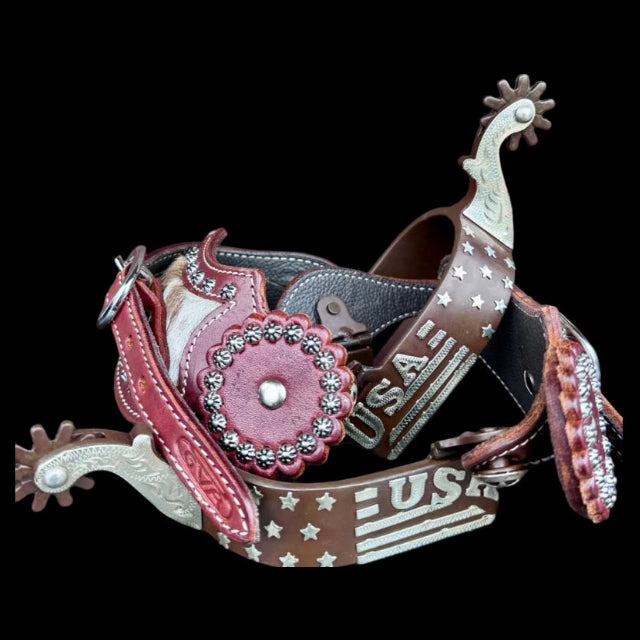 USA spurs with cowhide spurs traps