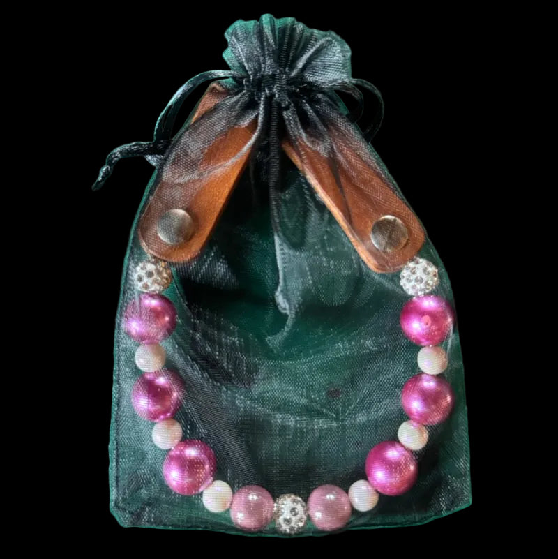 One ear beads / pink pearl