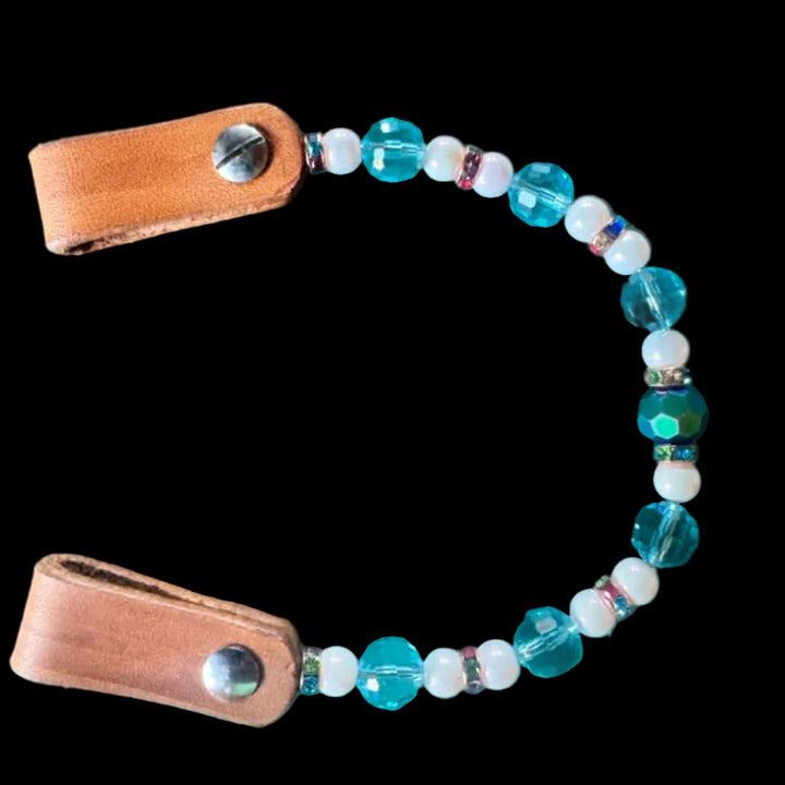 One ear beads /aqua pearl